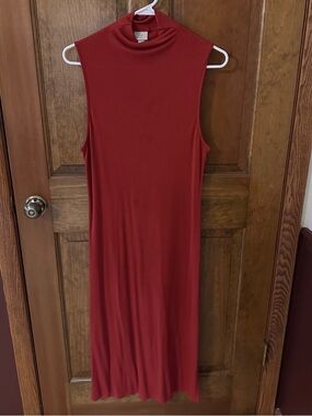 a new day Sleeveless Mock Neck Midi Dress - Redish Orange